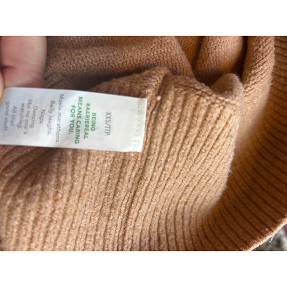 Women's Aerie Tan Crew Neck Sweater XXS - Picture 6 of 7
